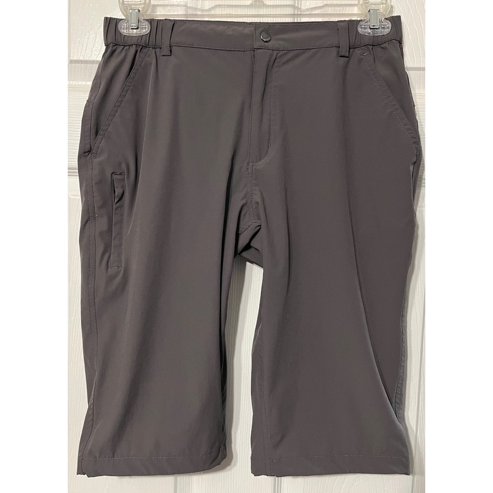 Baleaf Womens Gray Hiking Capri Shorts Size M Cargo Pockets Adjustable Toggles